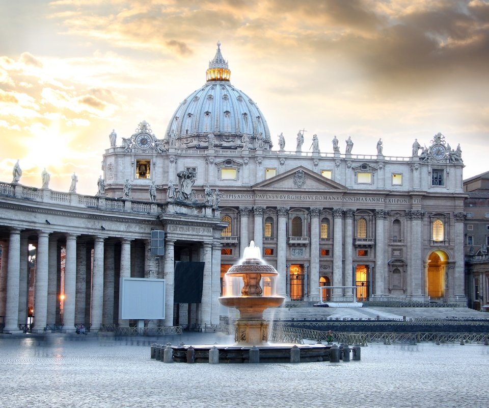 Обои фонтан, италия, здания, ватикан, собор святого петра, fountain, italy, building, the vatican, st. peter's cathedral разрешение 3888x2592 Загрузить