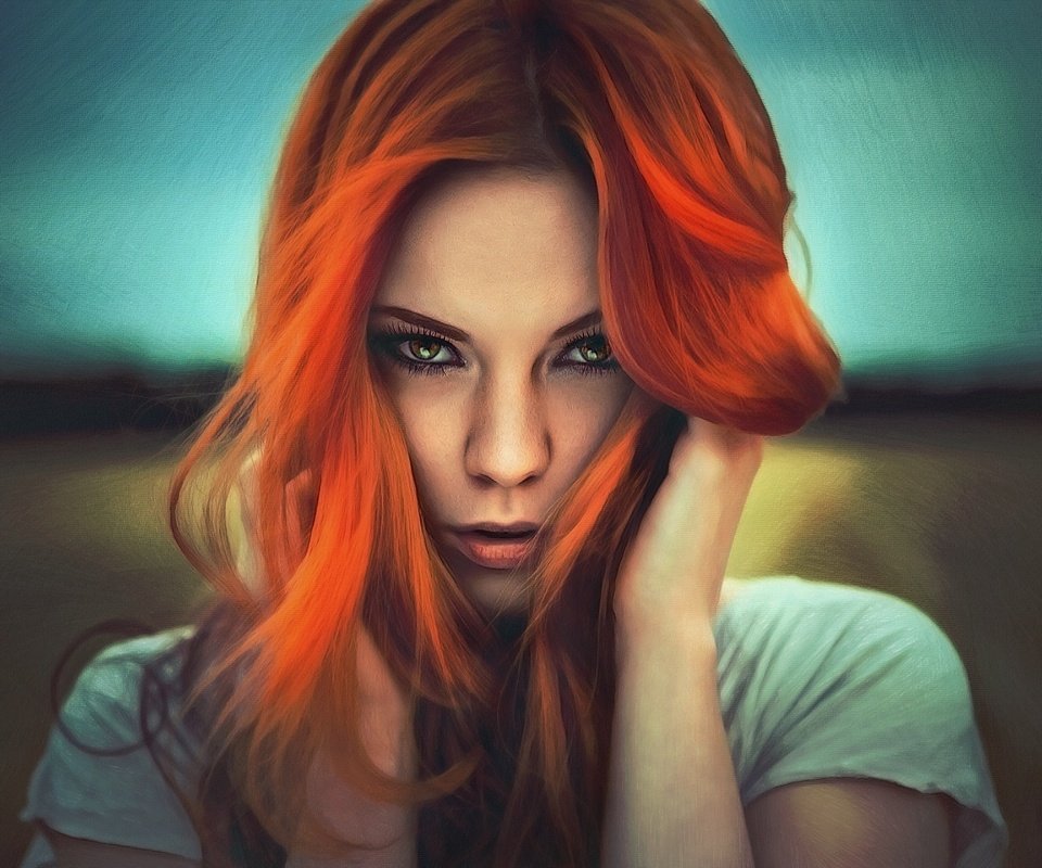 Обои девушка, портрет, взгляд, рыжая, зара axeronias, girl, portrait, look, red, zara axeronias разрешение 1920x1280 Загрузить