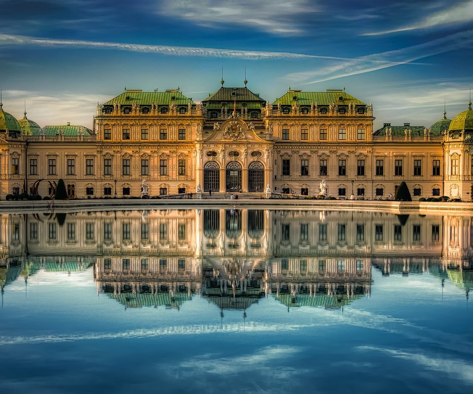 Обои вода, отражение, австрия, вена, бельведер, water, reflection, austria, vienna, belvedere разрешение 2048x1354 Загрузить