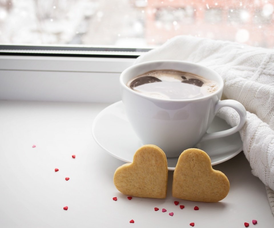 Обои кофе, чашка, сердечки, печенье, coffee, cup, hearts, cookies разрешение 2880x1800 Загрузить