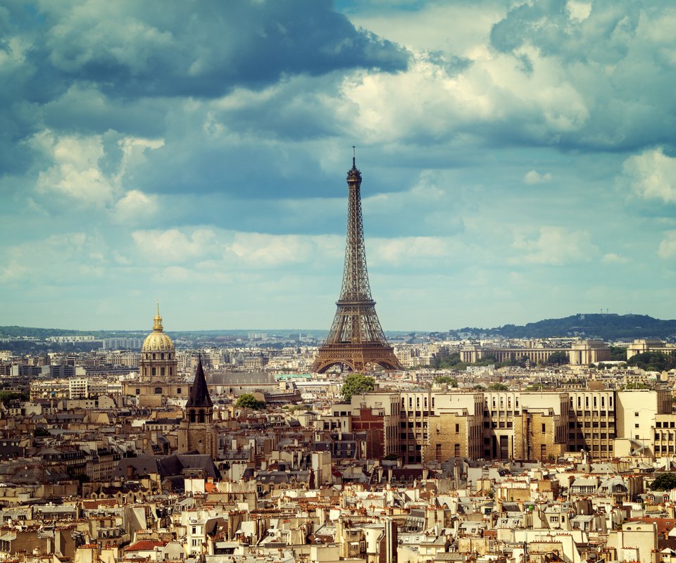 Обои небо, облака, город, париж, франция, эйфелева башня, the sky, clouds, the city, paris, france, eiffel tower разрешение 4500x3003 Загрузить