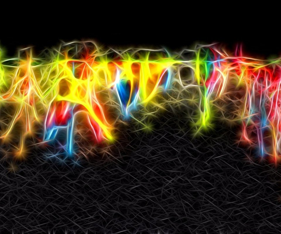 Обои абстракция, компьютерная, линии, фон, черный, графика, искры, фрактал, неоновые, abstraction, computer, line, background, black, graphics, sparks, fractal, neon разрешение 1920x1150 Загрузить