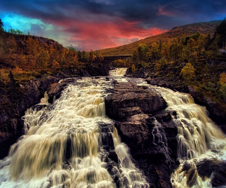 Обои река, закат, водопад, river, sunset, waterfall разрешение 3840x2160 Загрузить