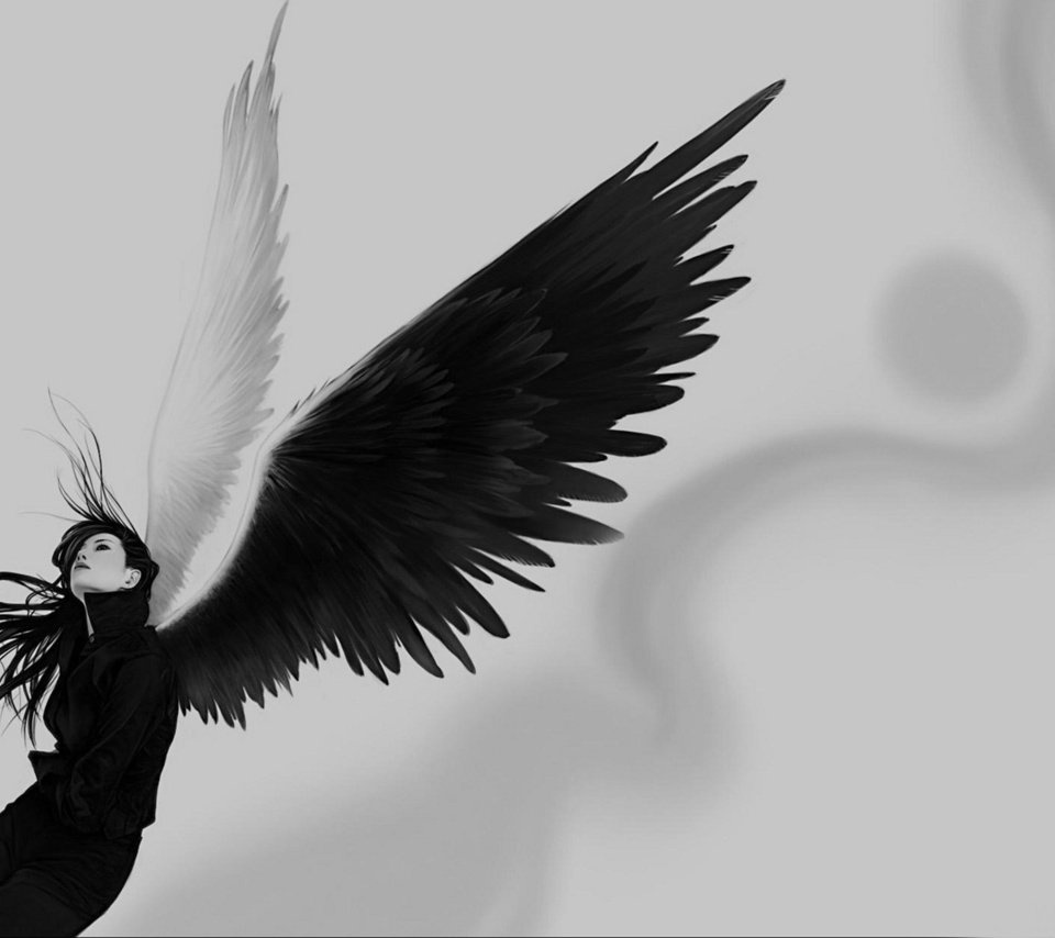 Обои девушка, крылья, черный, girl, wings, black разрешение 1920x1200 Загрузить