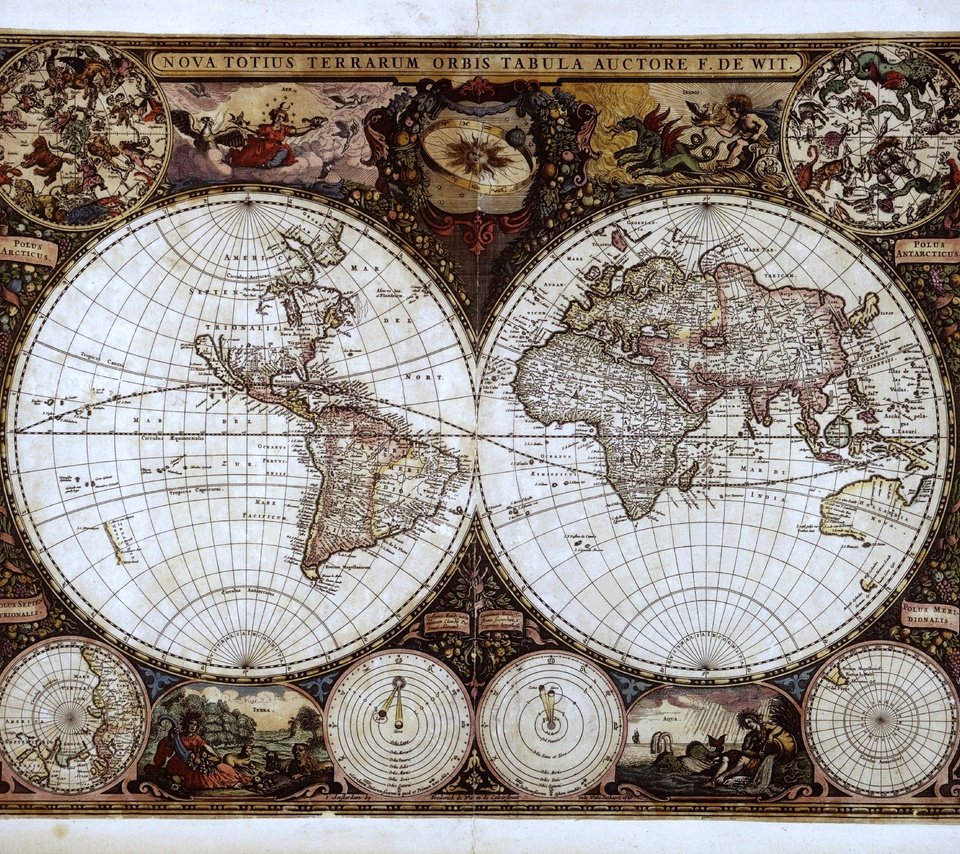 Обои карта, полушария, monde wit, map, hemisphere разрешение 5064x3938 Загрузить