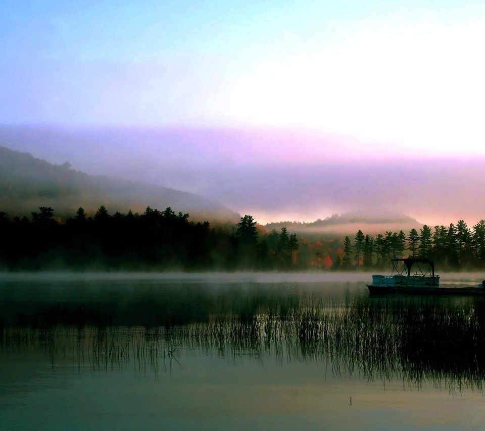 Обои озеро, туман, причал, lake, fog, pier разрешение 1920x1440 Загрузить