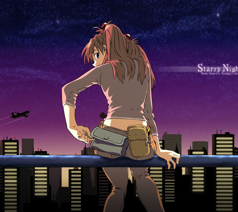 Обои ночь, город, neon genesis evangelion, asuka langly, night, the city разрешение 2560x1600 Загрузить