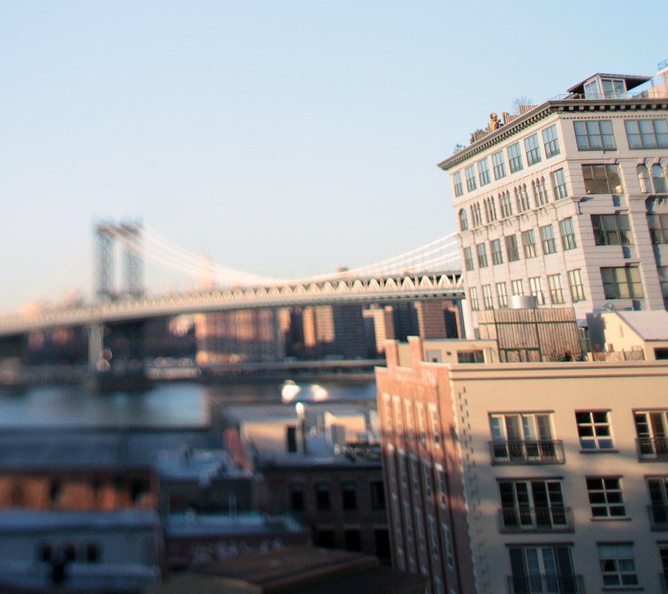 Обои нью-йорк, tilt-shift, бруклинский мост, new york, brooklyn bridge разрешение 1920x1200 Загрузить