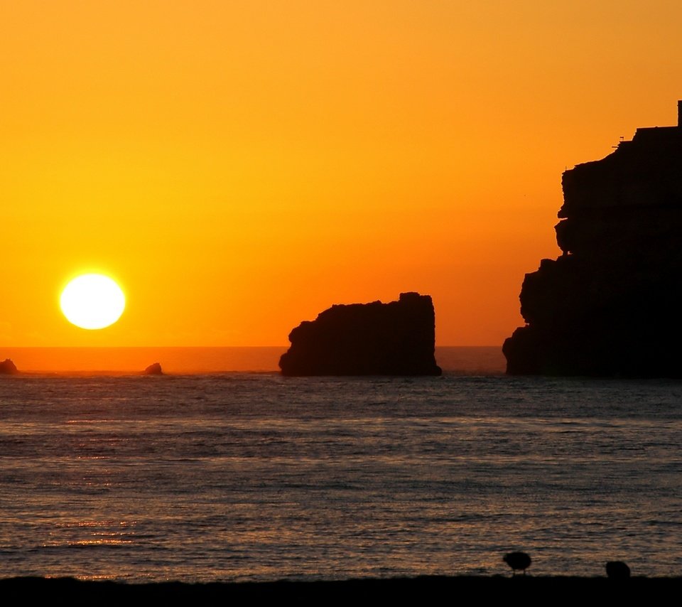 Обои скалы, солнце, закат, море, rocks, the sun, sunset, sea разрешение 1920x1080 Загрузить
