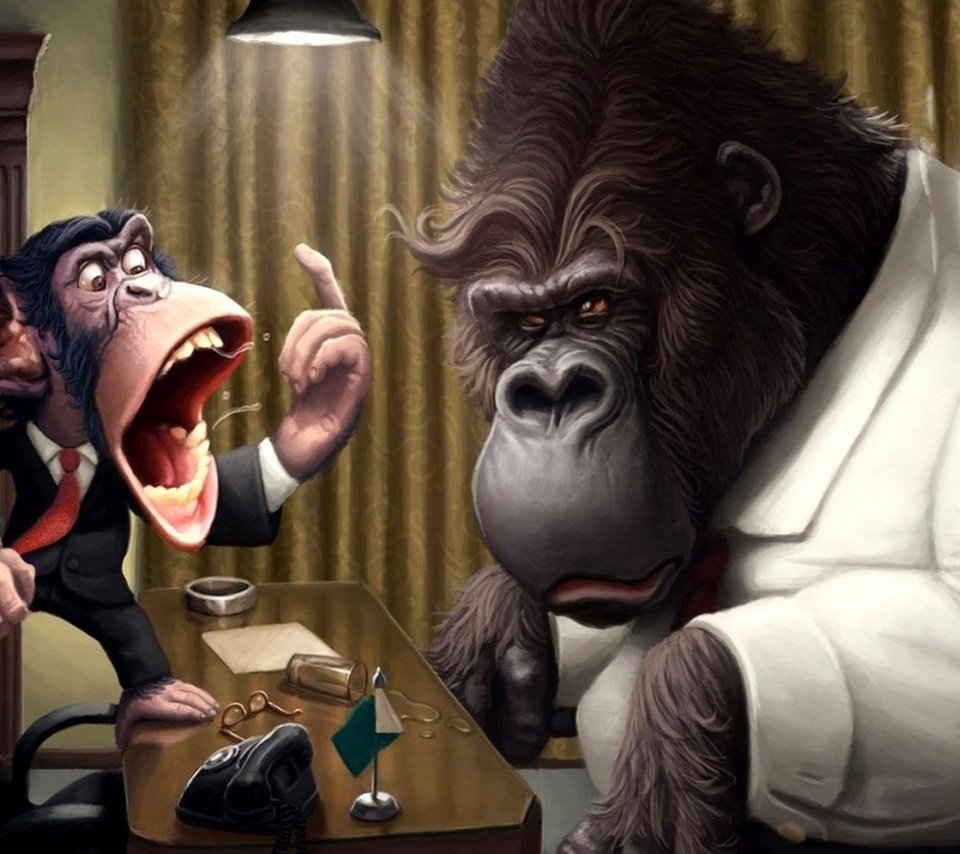 Обои офис, обезьяна, горилла, office, monkey, gorilla разрешение 1920x1200 Загрузить