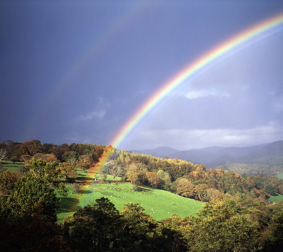 Обои холмы, природа, радуга, hills, nature, rainbow разрешение 1920x1200 Загрузить