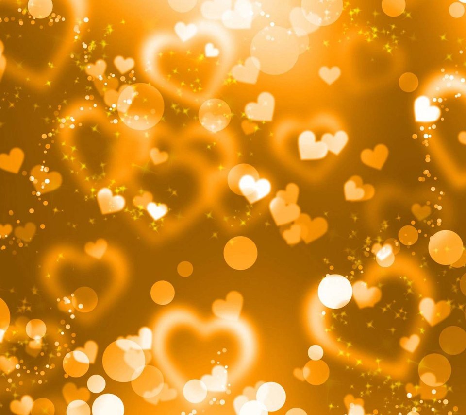 Обои желтый, абстракция, фон, круги, сердечки, золото, yellow, abstraction, background, circles, hearts, gold разрешение 1920x1200 Загрузить