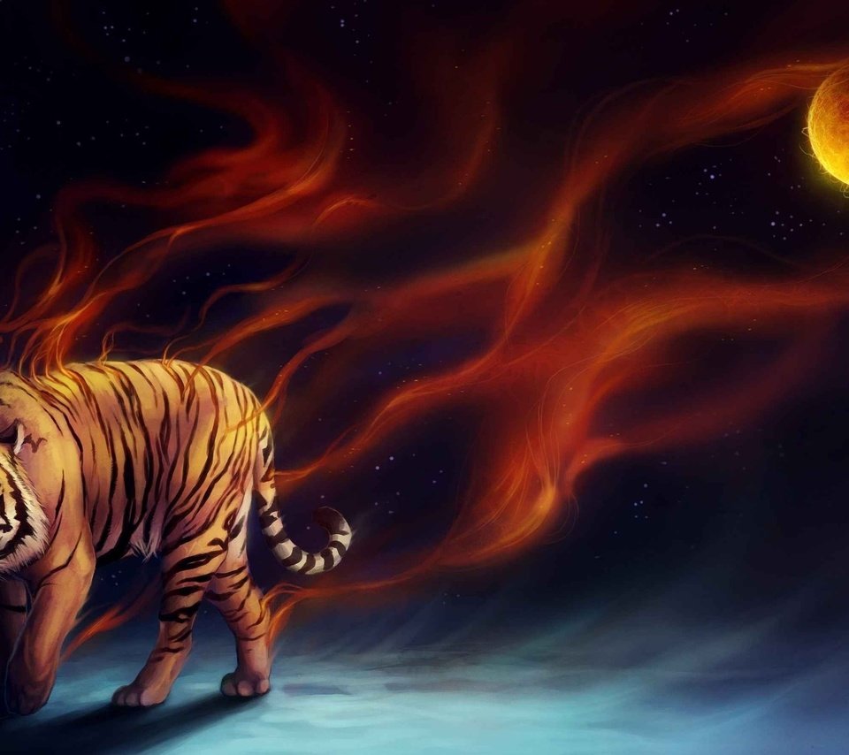 Обои тигр, арт, фэнтези, tiger, art, fantasy разрешение 2560x1600 Загрузить