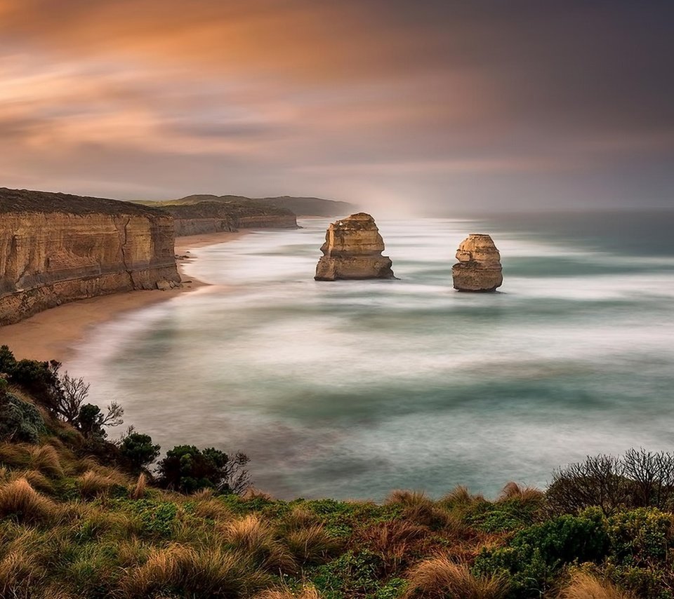 Обои закат, пейзаж, побережье, австралия, sunset, landscape, coast, australia разрешение 1920x1080 Загрузить