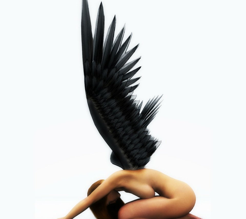 Обои крылья, графика, рендеринг, ангел, падший, чёрные, 3д, wings, graphics, rendering, angel, fallen, black, 3d разрешение 1920x1080 Загрузить