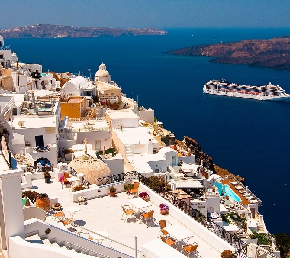 Обои греция, санторини, oia, ия, эгейское море, санторин, greece, santorini, ia, the aegean sea разрешение 1920x1200 Загрузить