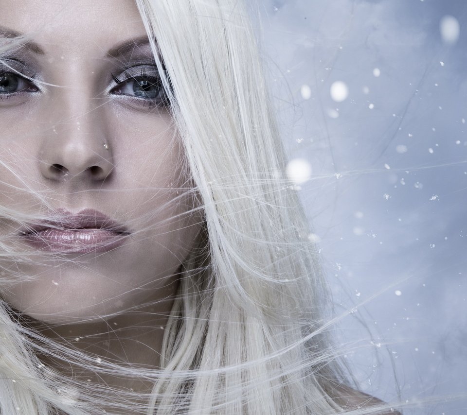 Обои снежинки, взгляд, блондика, snowflakes, look, the blonde разрешение 1920x1200 Загрузить