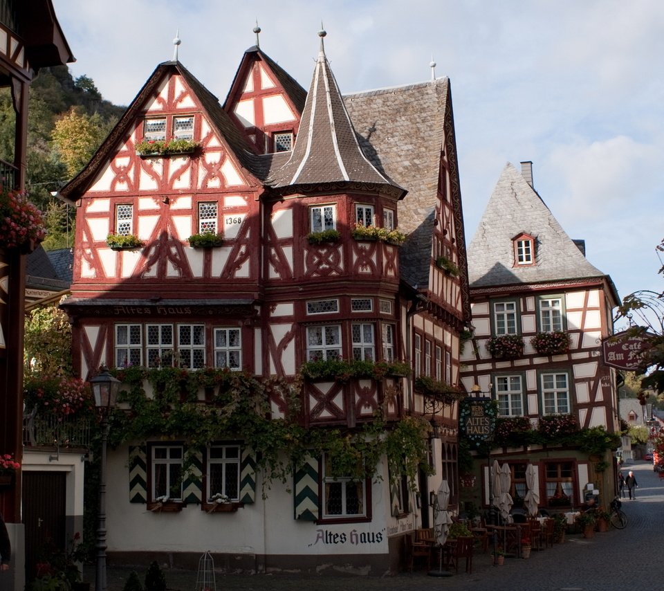 Обои германия, бахарах, фахверковые дома, germany, bacharach, half-timbered houses разрешение 1920x1200 Загрузить