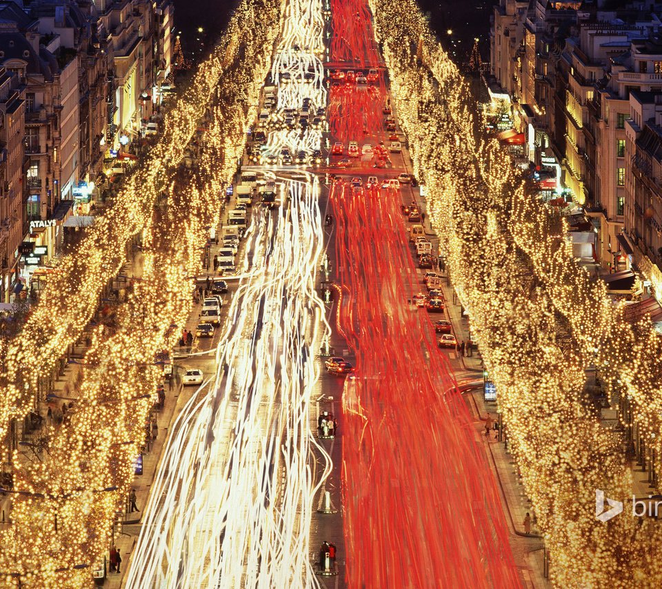 Обои париж, улица, елки, франция, рождество, елисейские поля, paris, street, tree, france, christmas, champs elysees разрешение 1920x1200 Загрузить