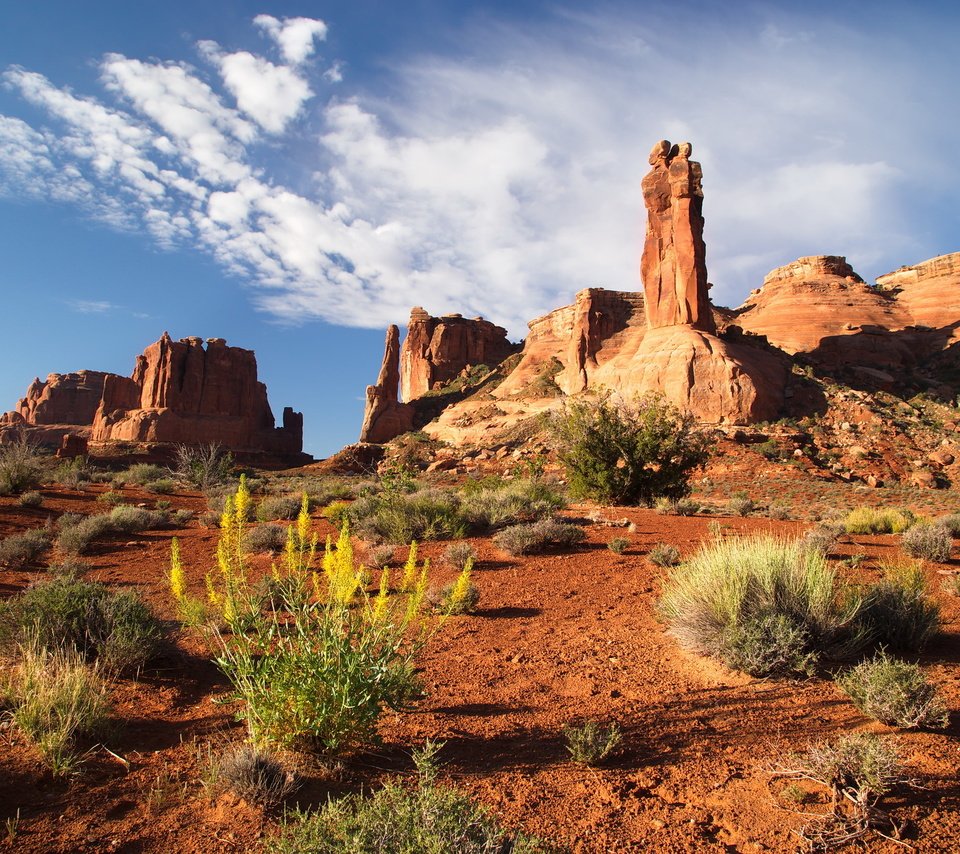 Обои скалы, пустыня, каньон, сша, юта, национальный парк арки, rocks, desert, canyon, usa, utah, arches national park разрешение 2048x1365 Загрузить