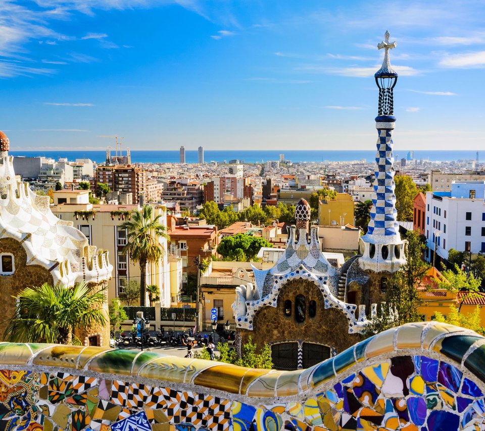 Обои город, испания, барселона, парк гуэль - гауди, the city, spain, barcelona, park güell - gaudí разрешение 2880x1800 Загрузить