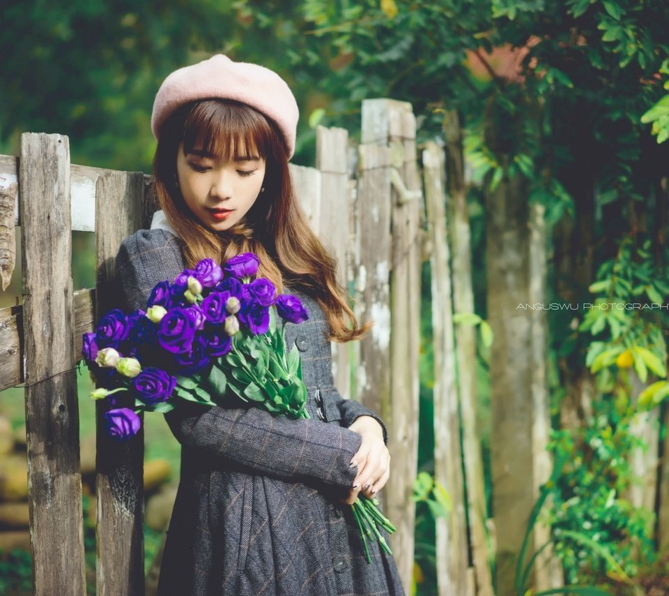 Обои цветы, девушка, забор, модель, азиатка, flowers, girl, the fence, model, asian разрешение 2048x1365 Загрузить