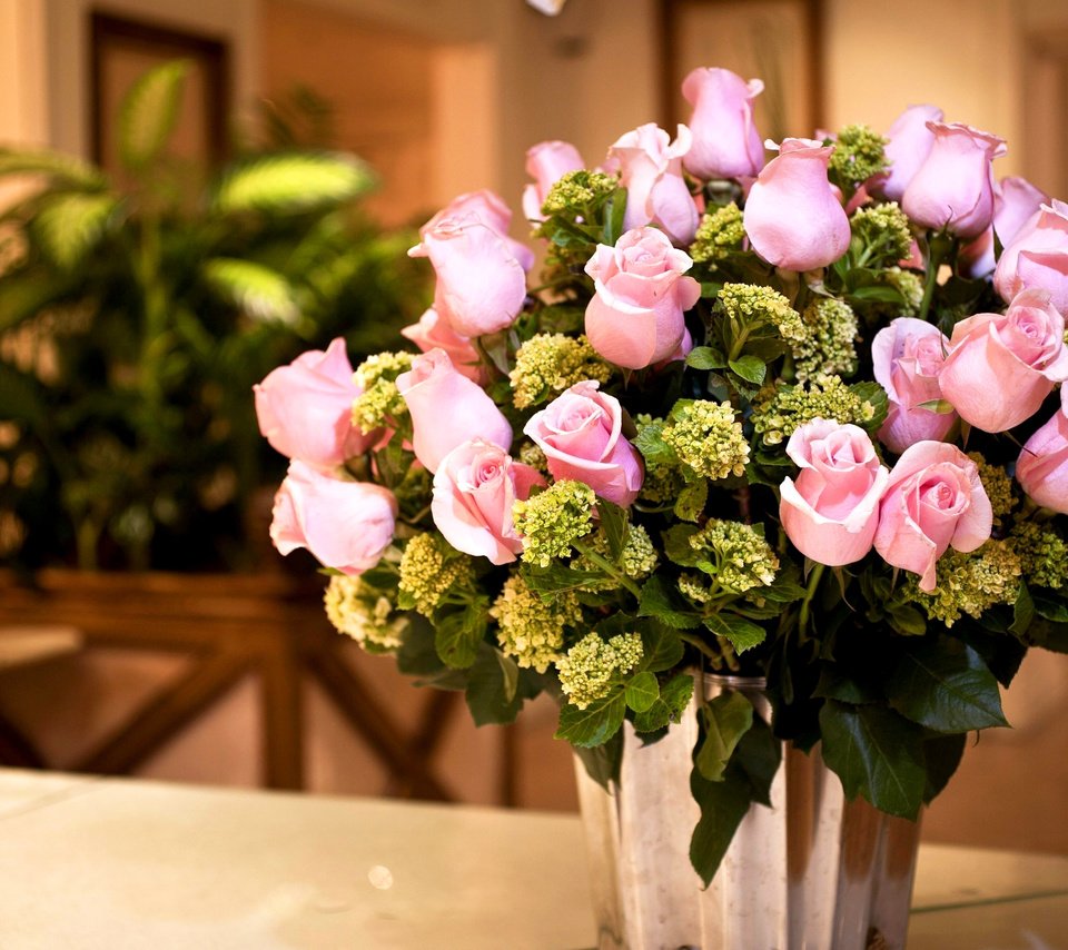 Обои цветы, розы, букет, розовые, ваза, роз, flowers, roses, bouquet, pink, vase разрешение 3025x2000 Загрузить