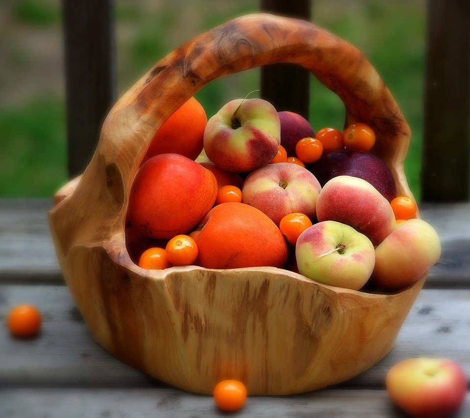Обои фрукты, персики, корзинка, абрикосы, fruit, peaches, basket, apricots разрешение 3000x2280 Загрузить