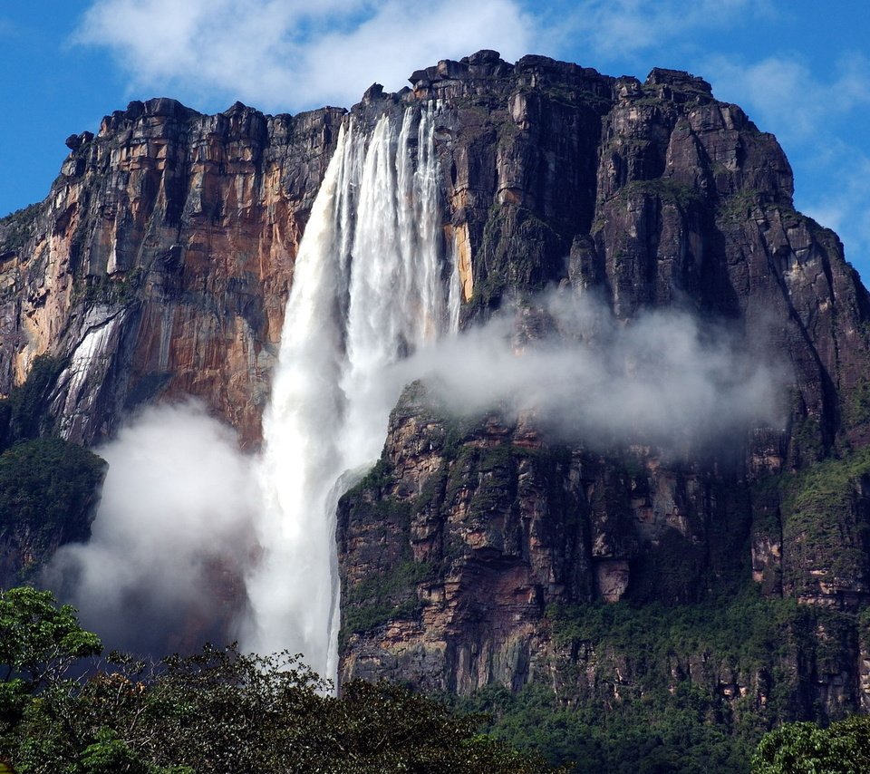 Обои гора, водопад, венесуэла, гайана, водопад анхель, mountain, waterfall, venezuela, guyana, angel falls разрешение 1920x1200 Загрузить