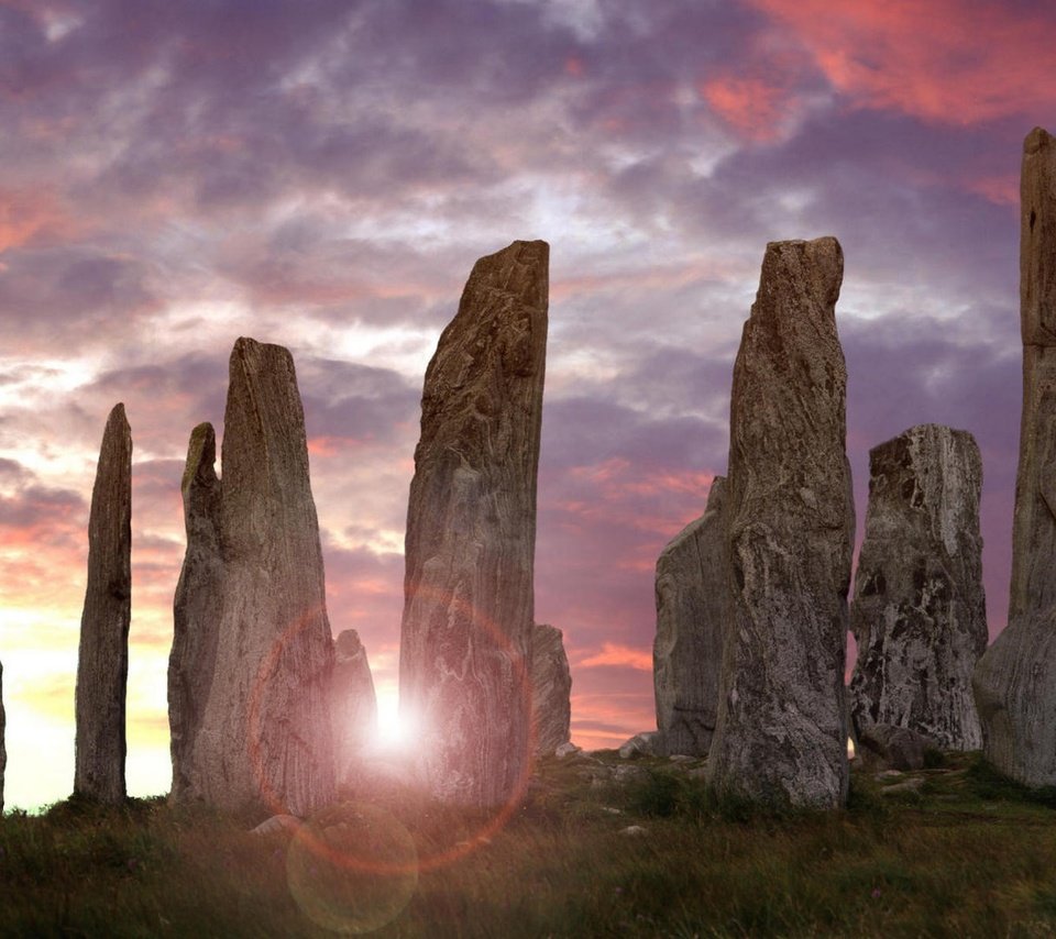 Обои природа, камни, утро, рассвет, шотландия, калланиш, nature, stones, morning, dawn, scotland, callanish разрешение 1920x1200 Загрузить