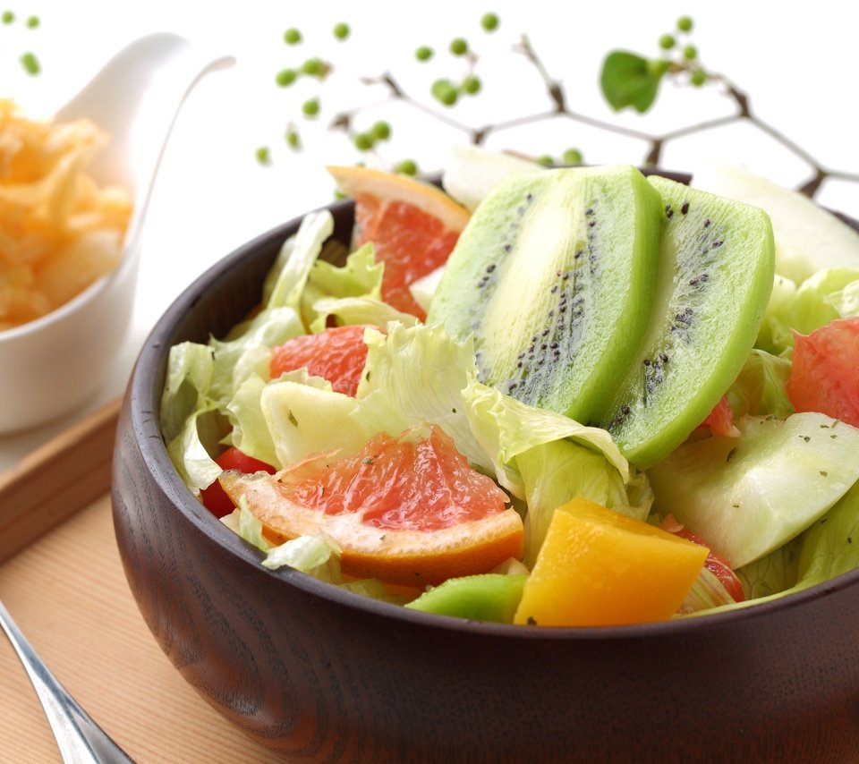 Обои фрукты, киви, грейпфрут, салат, фруктовый салат, fruit, kiwi, grapefruit, salad, fruit salad разрешение 3000x2000 Загрузить