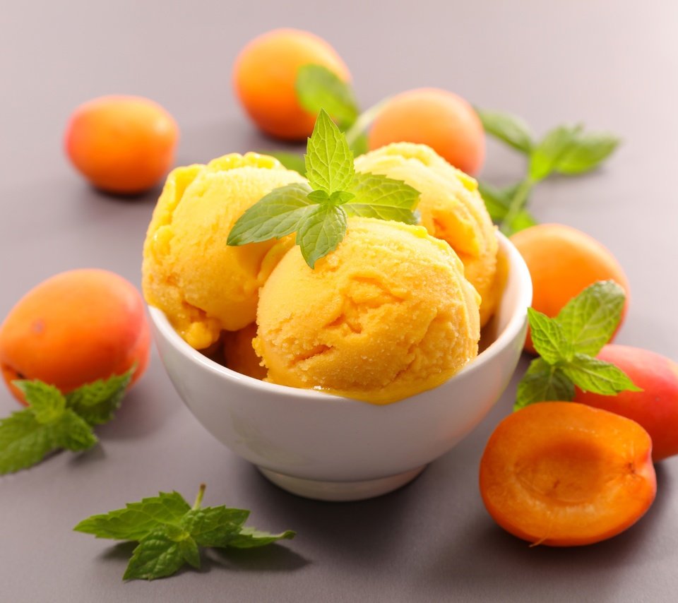Обои мята, мороженое, фрукты, абрикос, сладкое, десерт, абрикосы, mint, ice cream, fruit, apricot, sweet, dessert, apricots разрешение 7200x4800 Загрузить