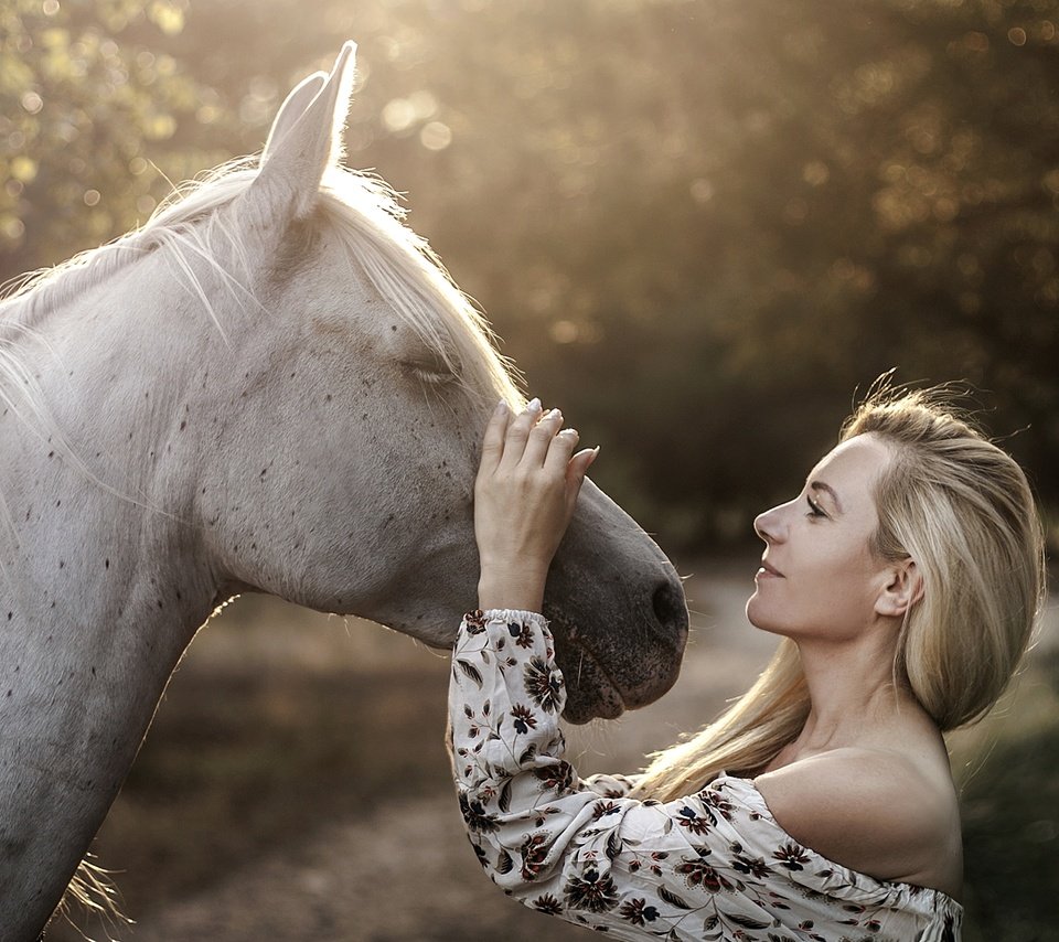 Обои лошадь, девушка, настроение, блондинка, профиль, конь, грива, horse, girl, mood, blonde, profile, mane разрешение 5000x3530 Загрузить