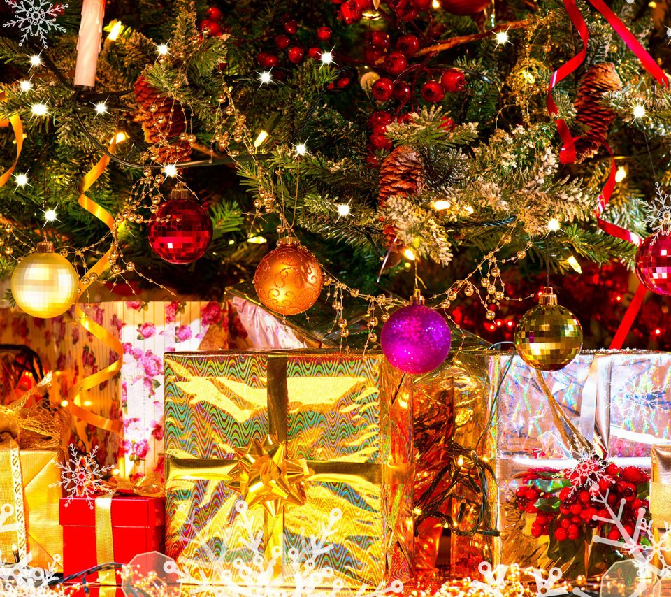 Обои новый год, елка, шары, подарки, игрушки, праздник, рождество, новогодние огни, new year, tree, balls, gifts, toys, holiday, christmas разрешение 1920x1200 Загрузить