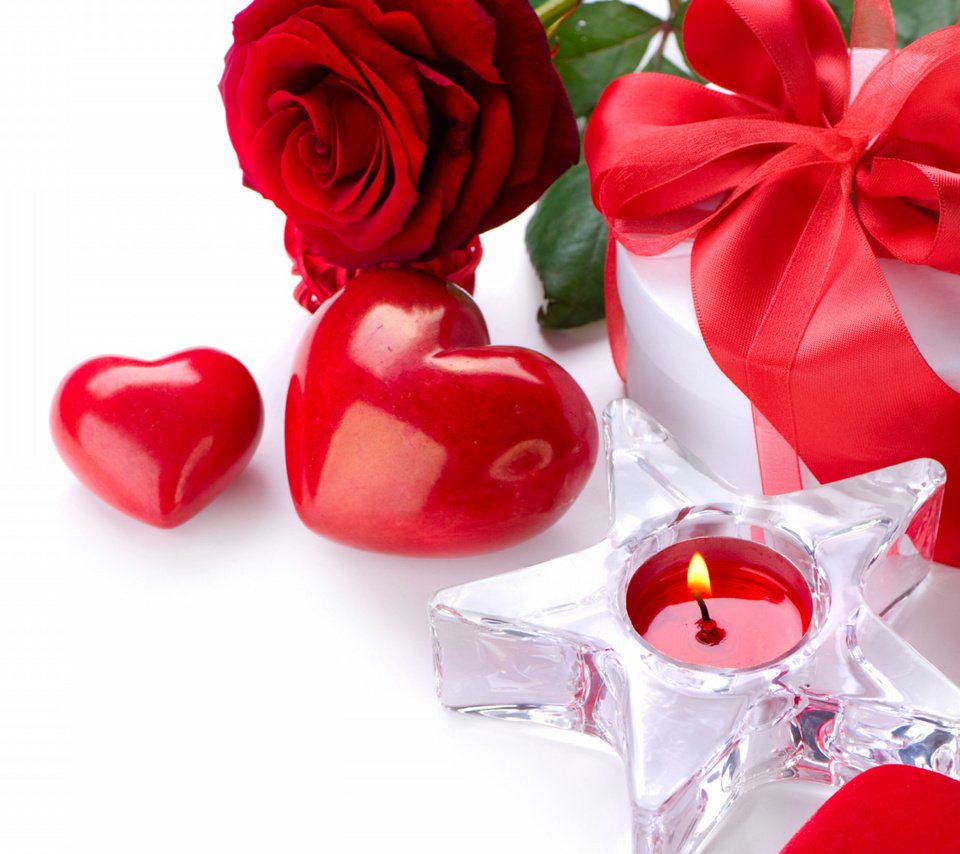 Обои цветок, роза, сердце, романтика, лента, свеча, подарок, flower, rose, heart, romance, tape, candle, gift разрешение 1920x1200 Загрузить