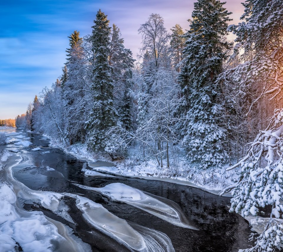 Обои река, лес, зима, утро, river, forest, winter, morning разрешение 3840x2160 Загрузить