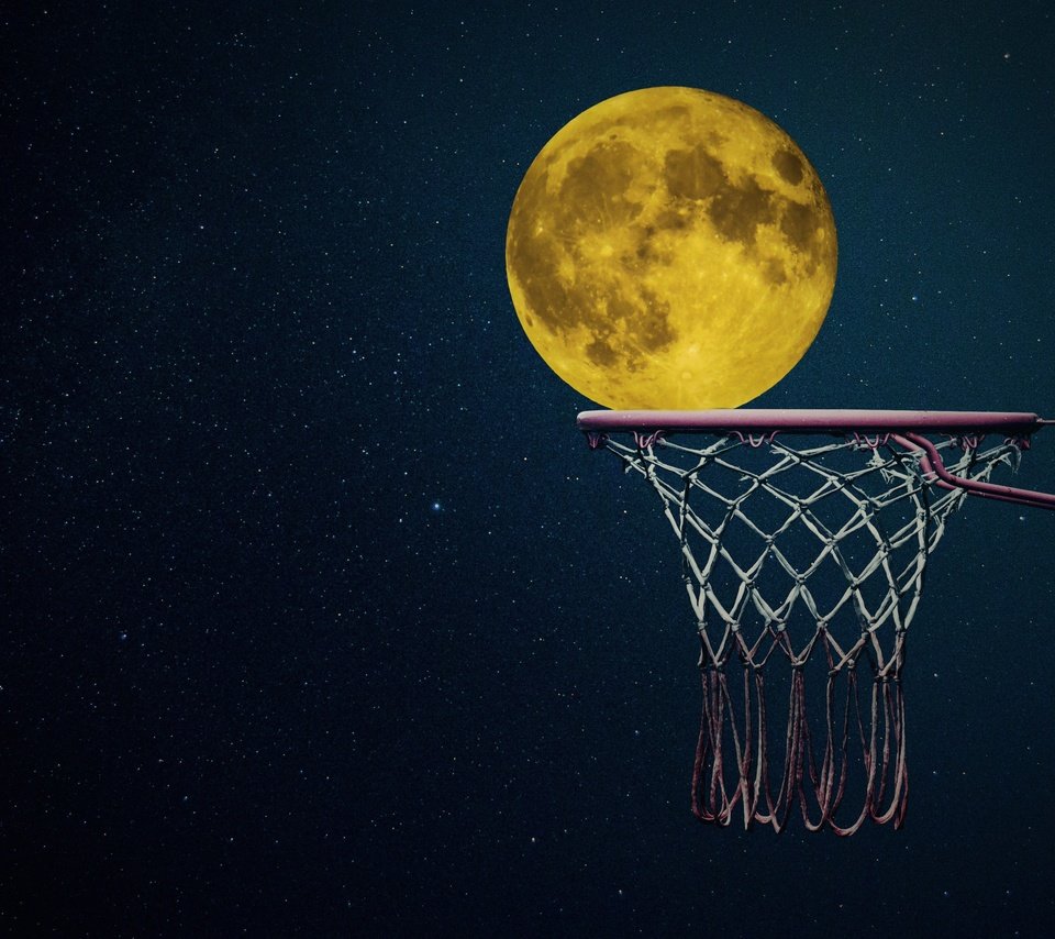 Обои ночь, луна, баскетбол, баскетбольное кольцо, баскетбольная корзина, night, the moon, basketball, basketball hoop разрешение 4096x2314 Загрузить