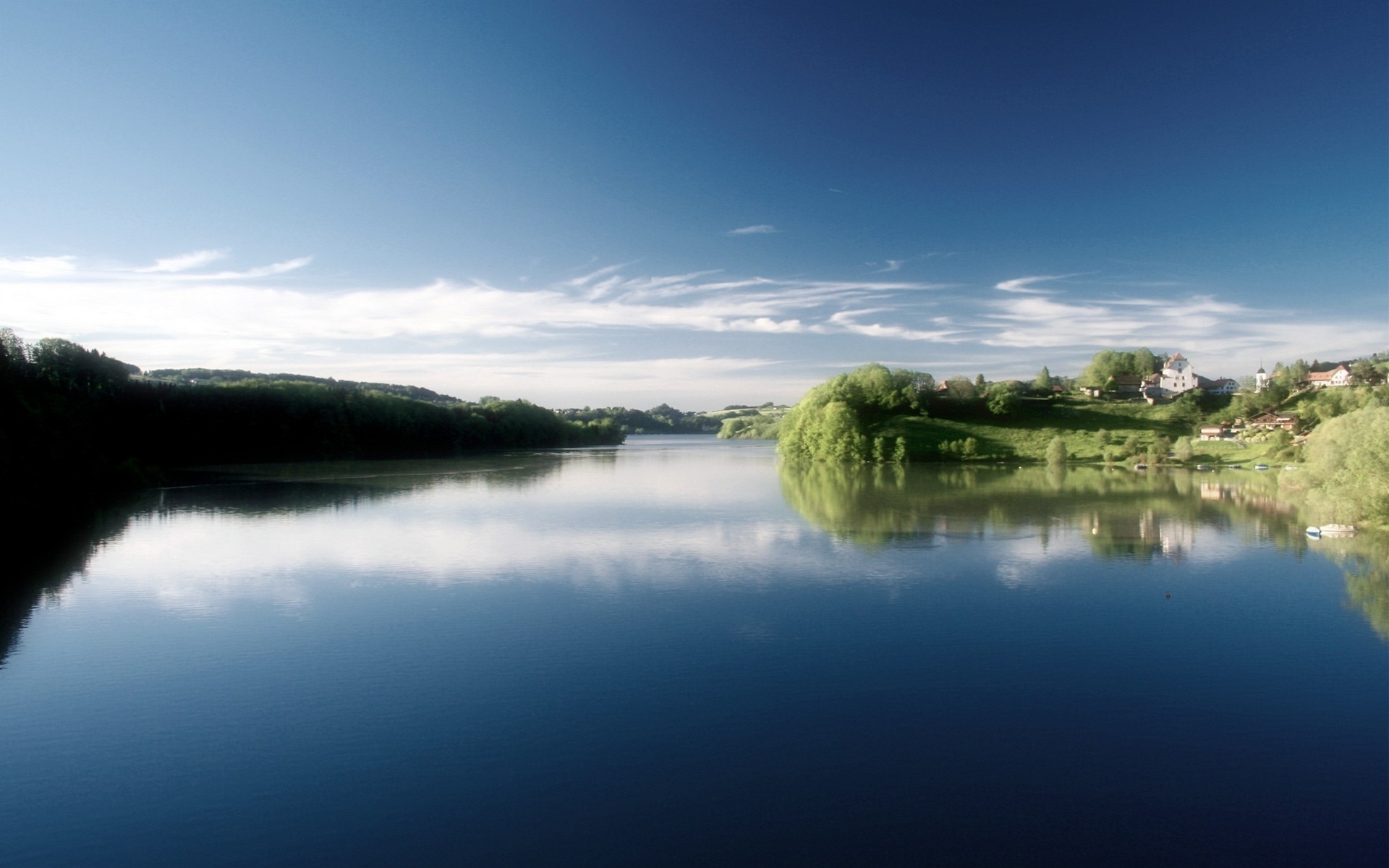 Обои водоем, деревушка, гладь, pond, village, surface разрешение 1920x1200 Загрузить