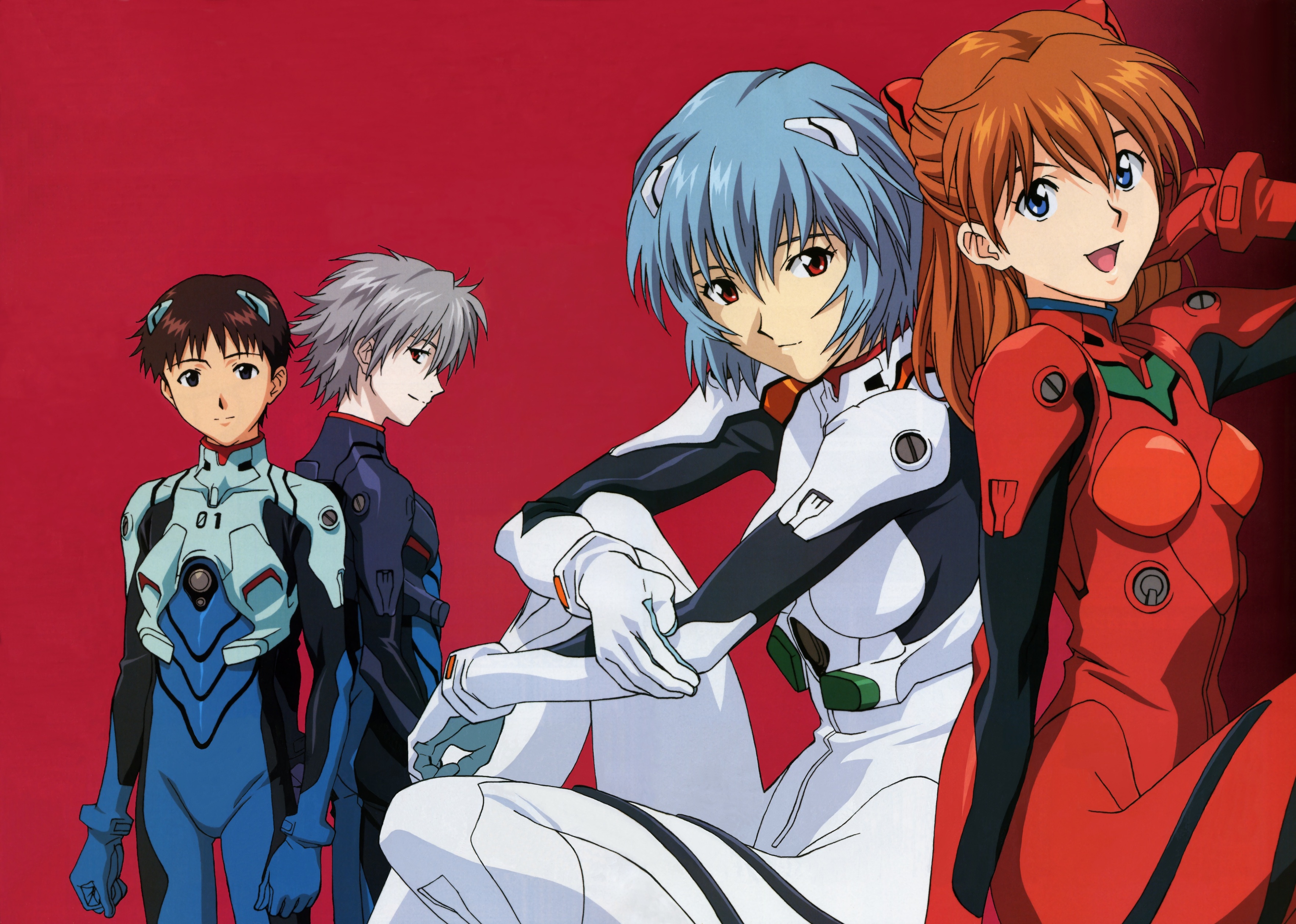 Обои neon genesis evangelion, ayanami rei, красные глаза, голубые волосы, bodysuit, ikari shinji, nagisa kaworu, soryu asuka langley, красные волосы, глаза голубые, red eyes, blue hair, nagisa below usability, red hair, blue eyes разрешение 3529x2515 Загрузить