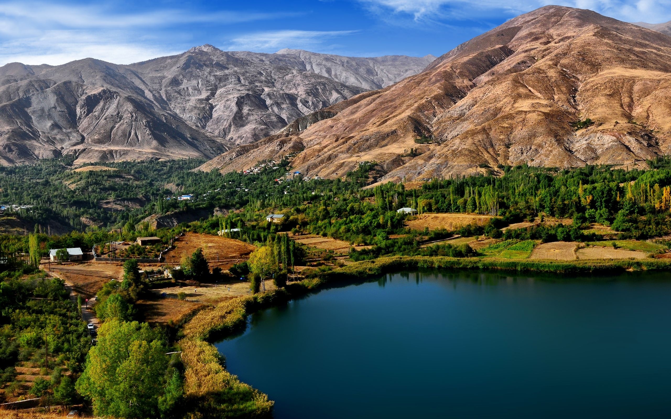 Обои деревья, озеро, горы, иран, ovan lake, trees, lake, mountains, iran разрешение 2560x1600 Загрузить