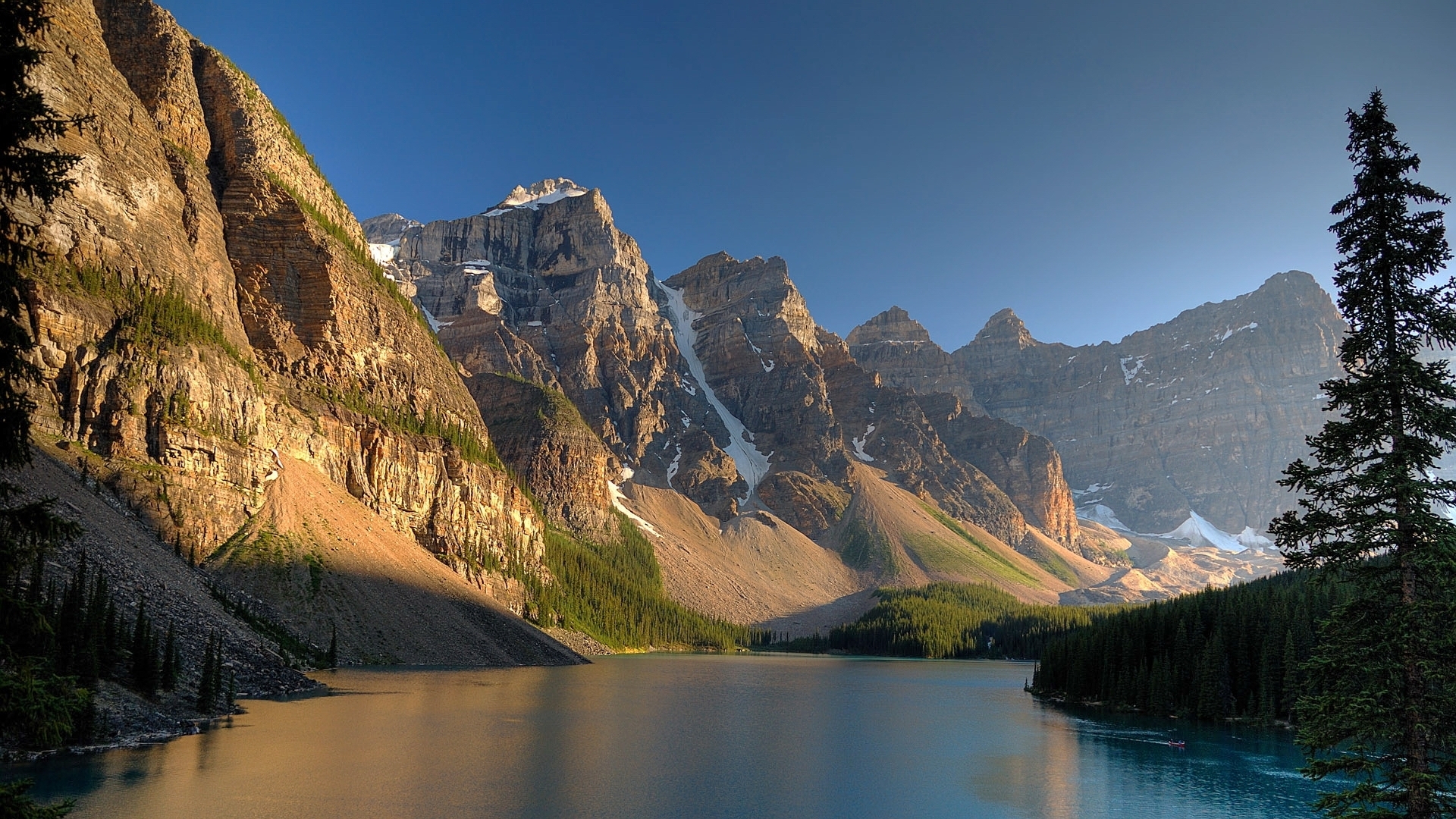 Обои озеро, горы, канада, национальный парк банф, морейн озеро, lake, mountains, canada, banff national park, moraine lake разрешение 1920x1080 Загрузить