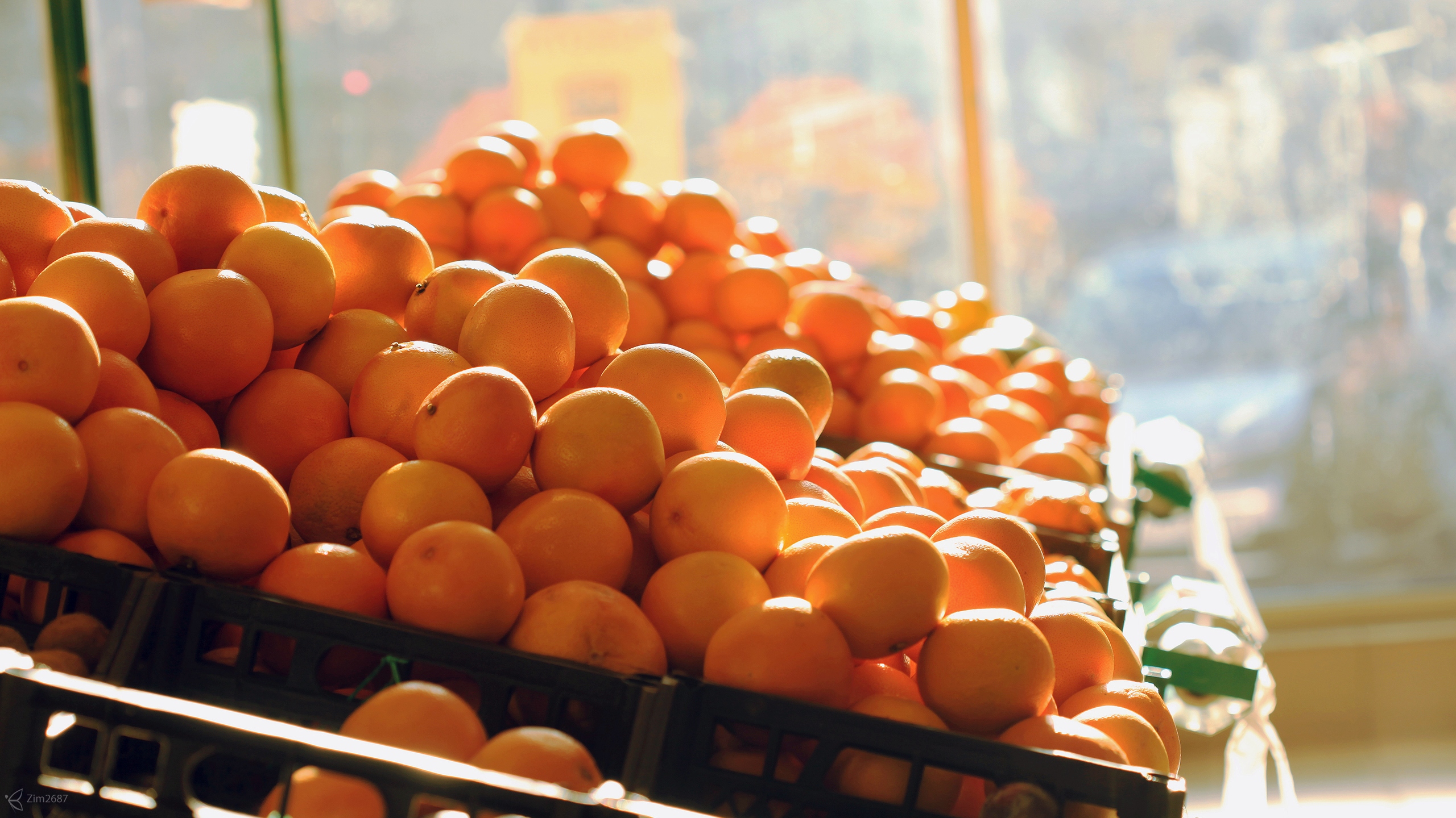 Обои фрукты, апельсины, много, оранжевые, fruit, oranges, a lot, orange разрешение 2560x1440 Загрузить