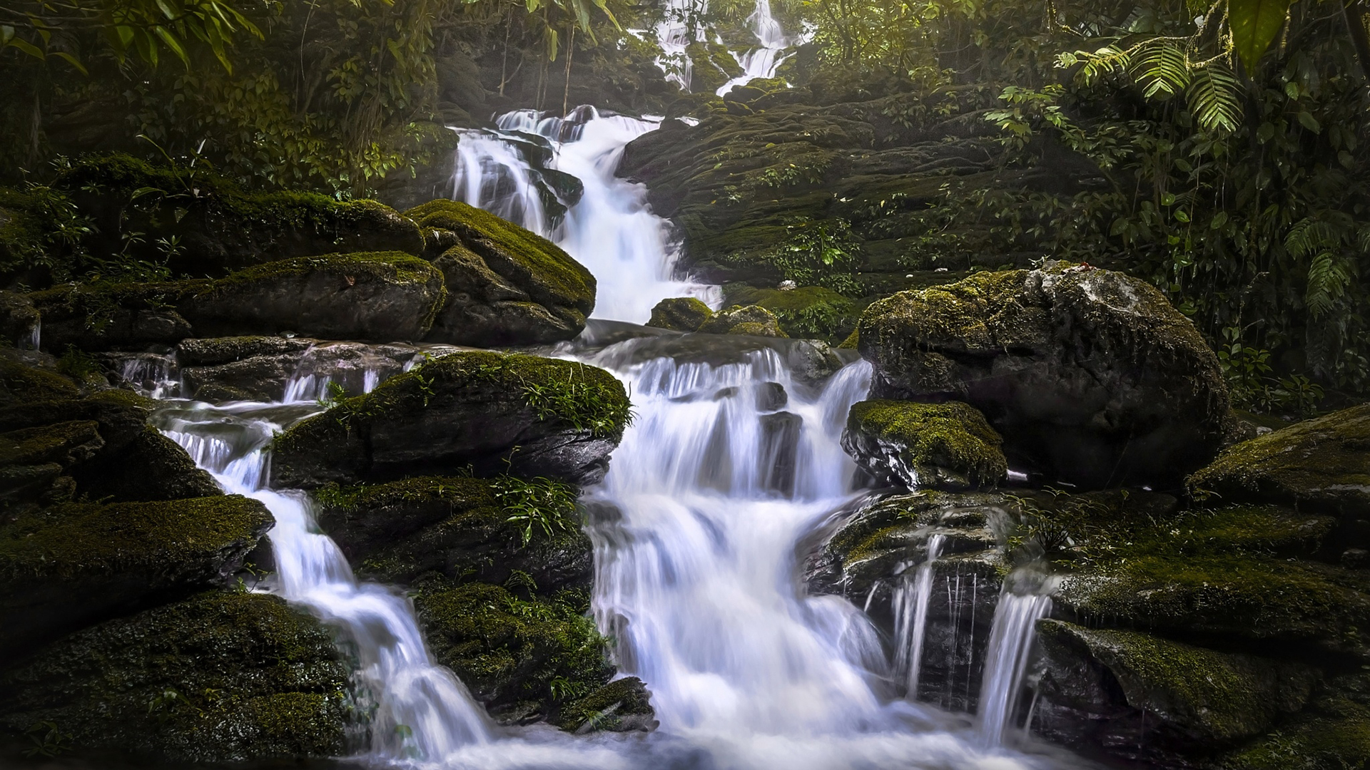 Обои река, природа, камни, водопад, мох, river, nature, stones, waterfall, moss разрешение 1920x1080 Загрузить