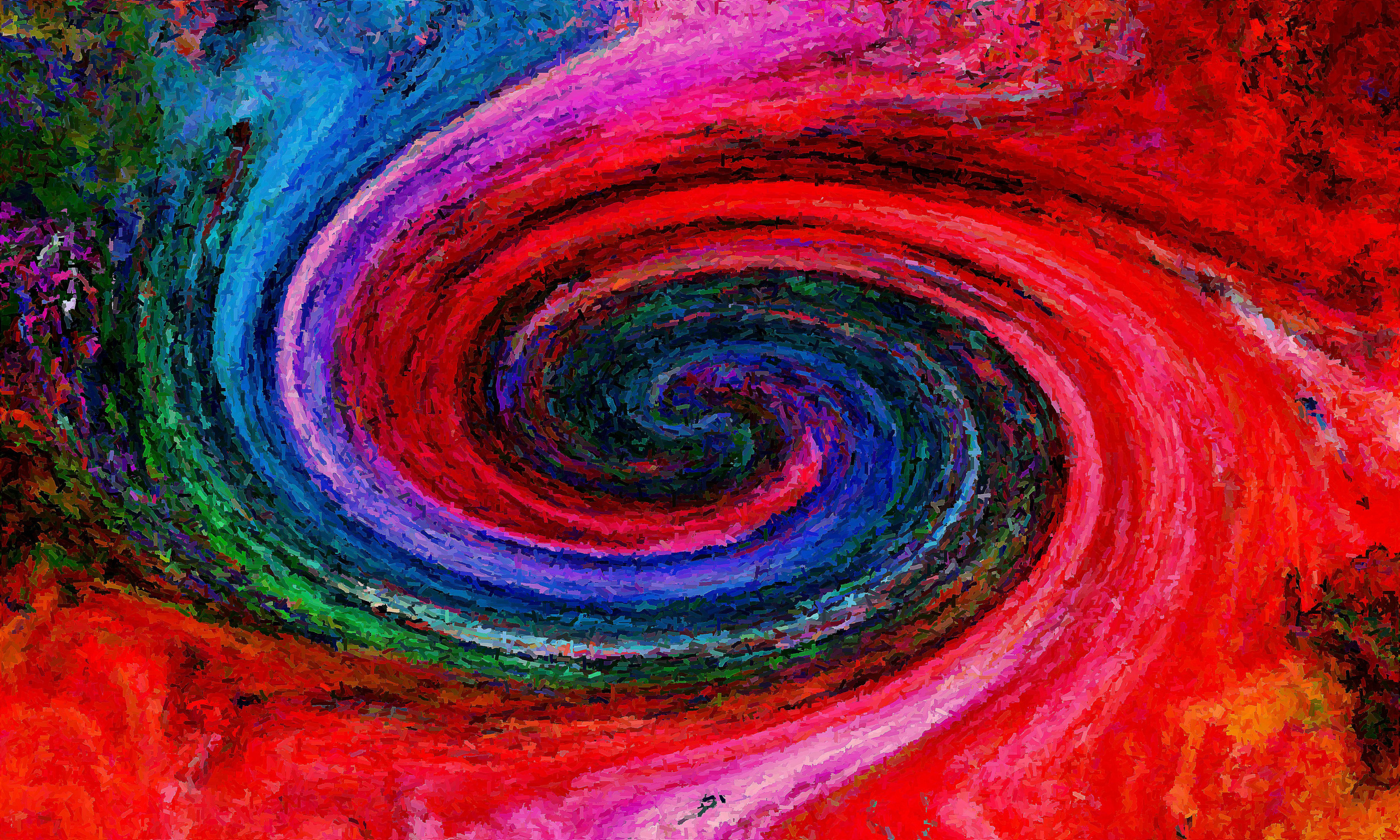 Обои абстракция, цвета, узор, цвет, форма, спираль, живопись, ураган, abstraction, color, pattern, form, spiral, painting, hurricane разрешение 2560x1536 Загрузить