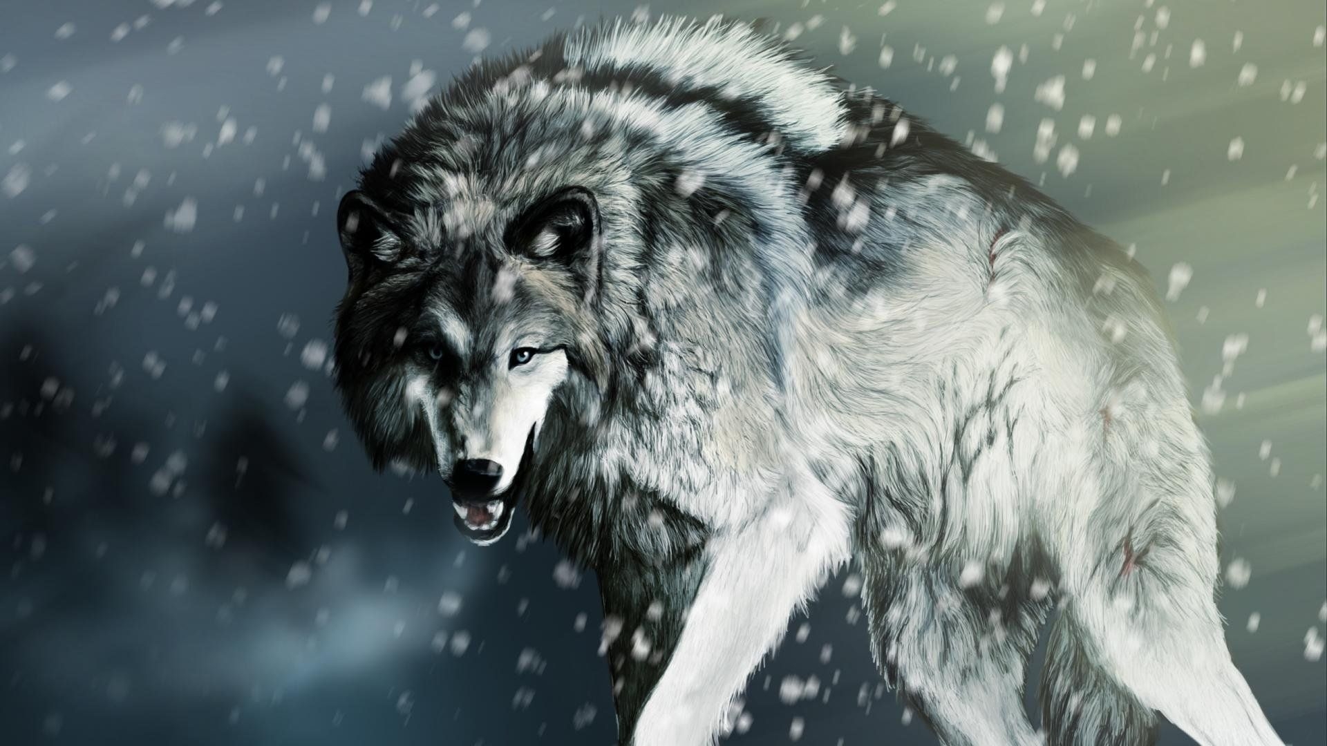 Обои морда, снег, лапы, взгляд, рендеринг, хищник, оскал, волк, face, snow, paws, look, rendering, predator, grin, wolf разрешение 1920x1080 Загрузить