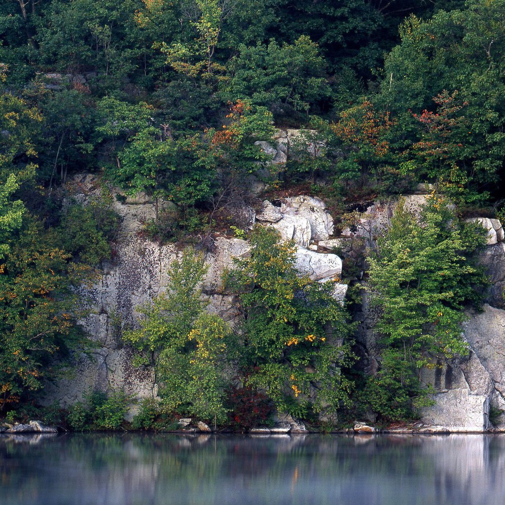 Обои деревья, вода, скалы, отражение, trees, water, rocks, reflection разрешение 2560x1920 Загрузить