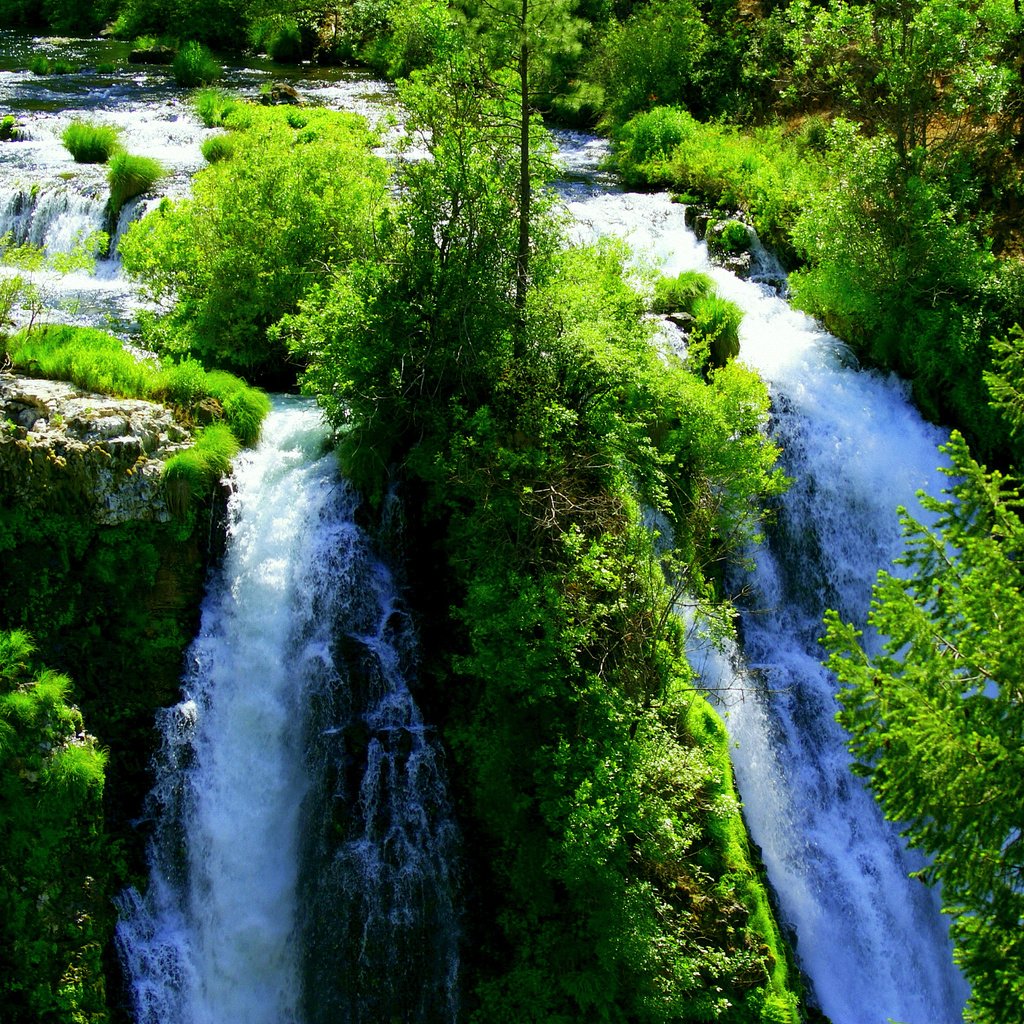 Обои вода, зелень, водопад, ярко, много, water, greens, waterfall, bright, a lot разрешение 1920x1440 Загрузить