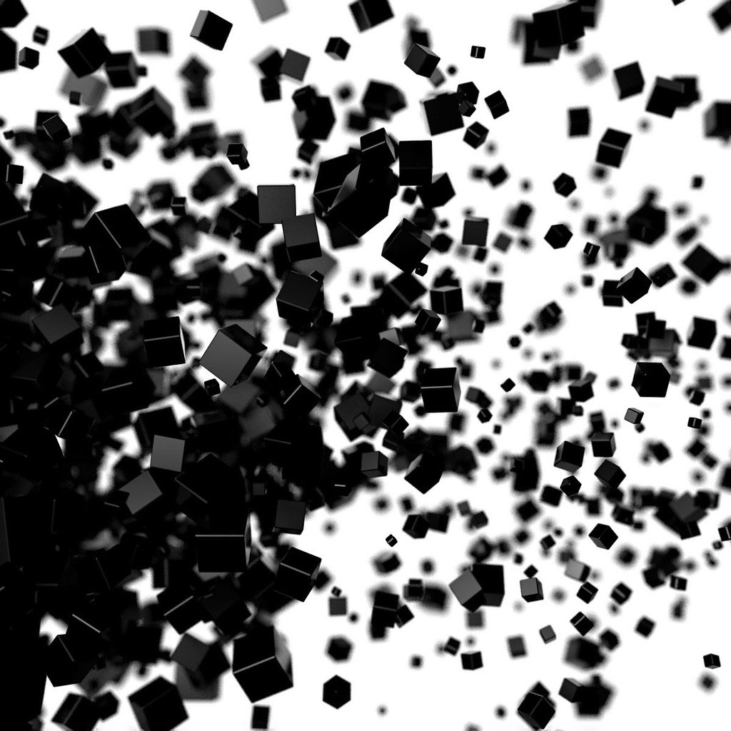 Обои кубики, чёрные, рубики, разлетаются, cubes, black, fly разрешение 1920x1200 Загрузить