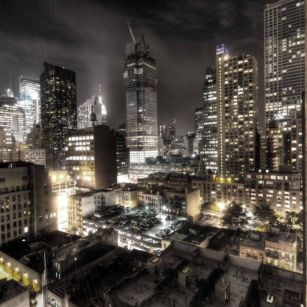Обои огни, фото, чёрно-белое, небоскребы, нью-йорк, lights, photo, black and white, skyscrapers, new york разрешение 2904x1862 Загрузить