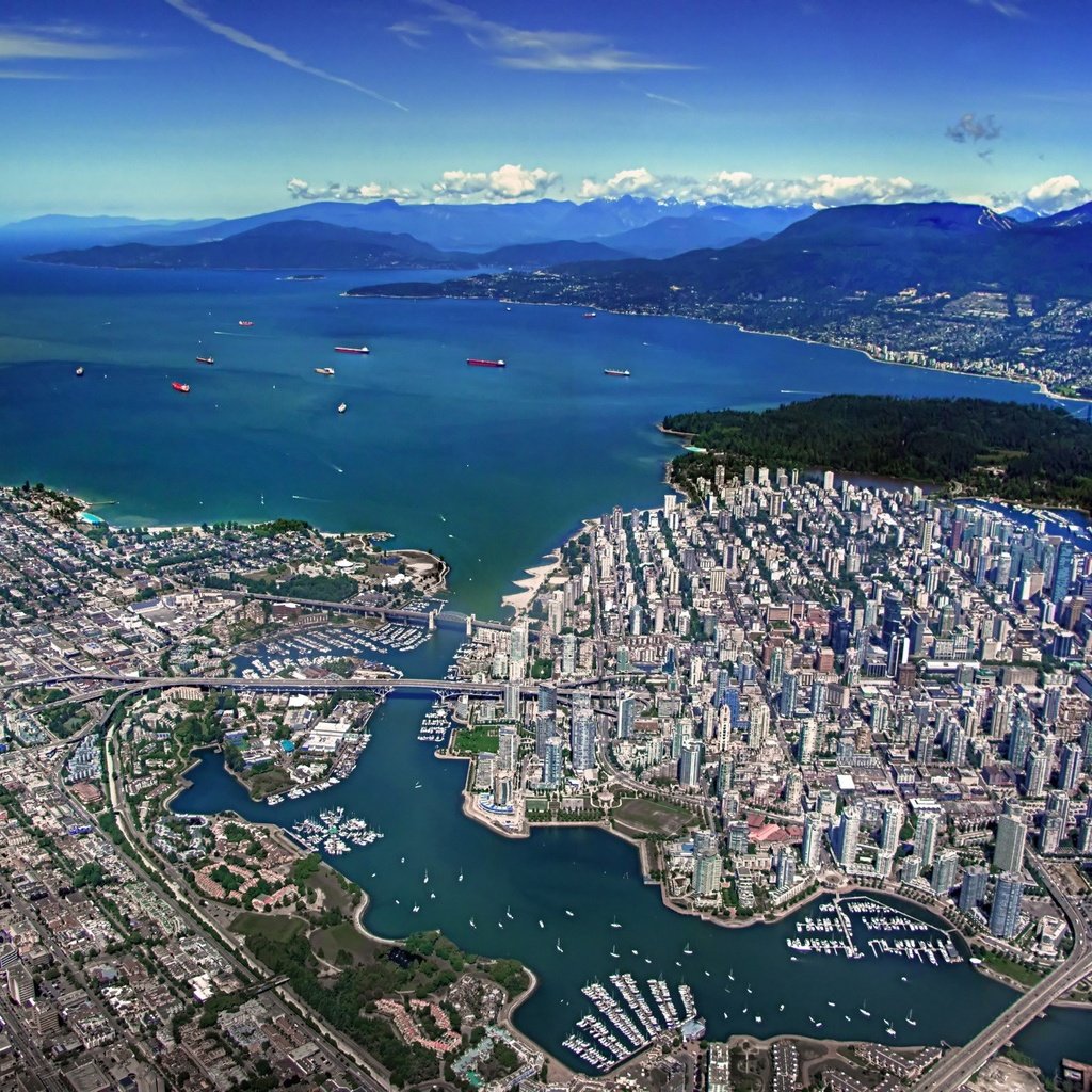 Обои вид сверху, залив, ванкувер, канада, the view from the top, bay, vancouver, canada разрешение 1920x1440 Загрузить